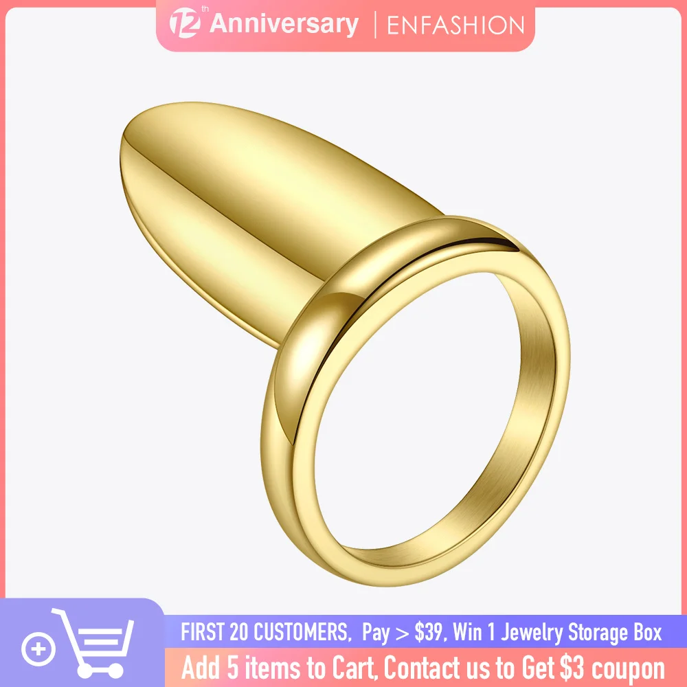 

ENFASHION Punk Blank Nail Ring Stainless Steel Simple Finger Rings For Women Accessories Minimalist Fashion Jewelry Gift R194021