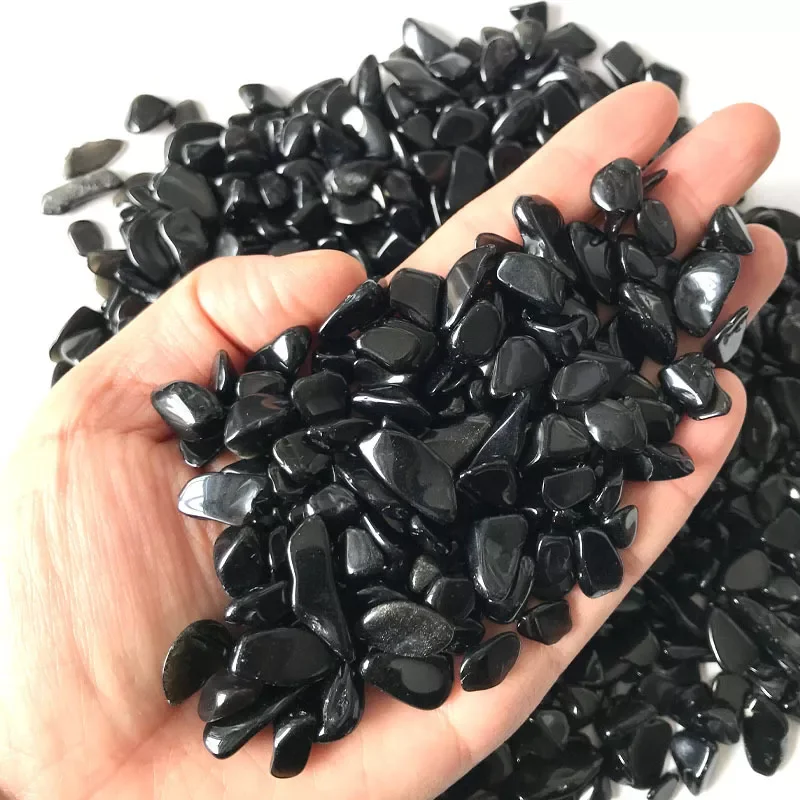 

Size 100g Natural Black Obsidian Quartz Crystal Gravel Degauss Purification natural stones and minerals Fish tank stones