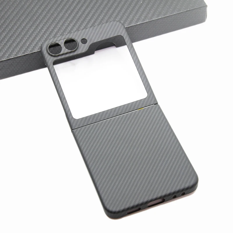 

ZXKE Carbon Fiber Phone Case For Samsung Galaxy Z Flip5 W24Flip Cover Light Thin High-strength 600D Aramid Protective Shell