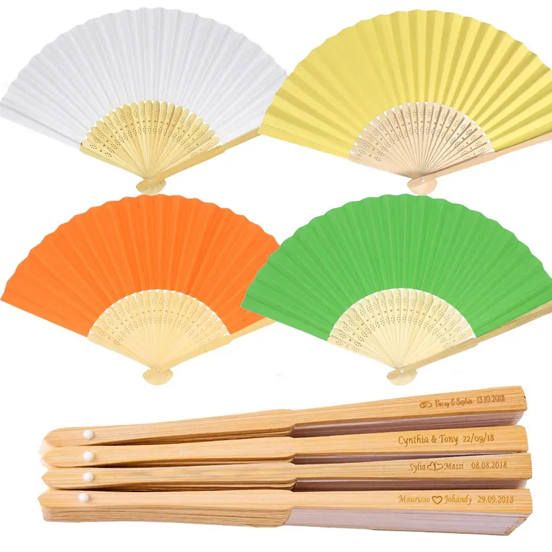 

50Pcs Personalized Folding Paper Hand Fan Fold Vintage Paper Fans Wedding Party Favors Baby Shower Gift Wedding decoration fan