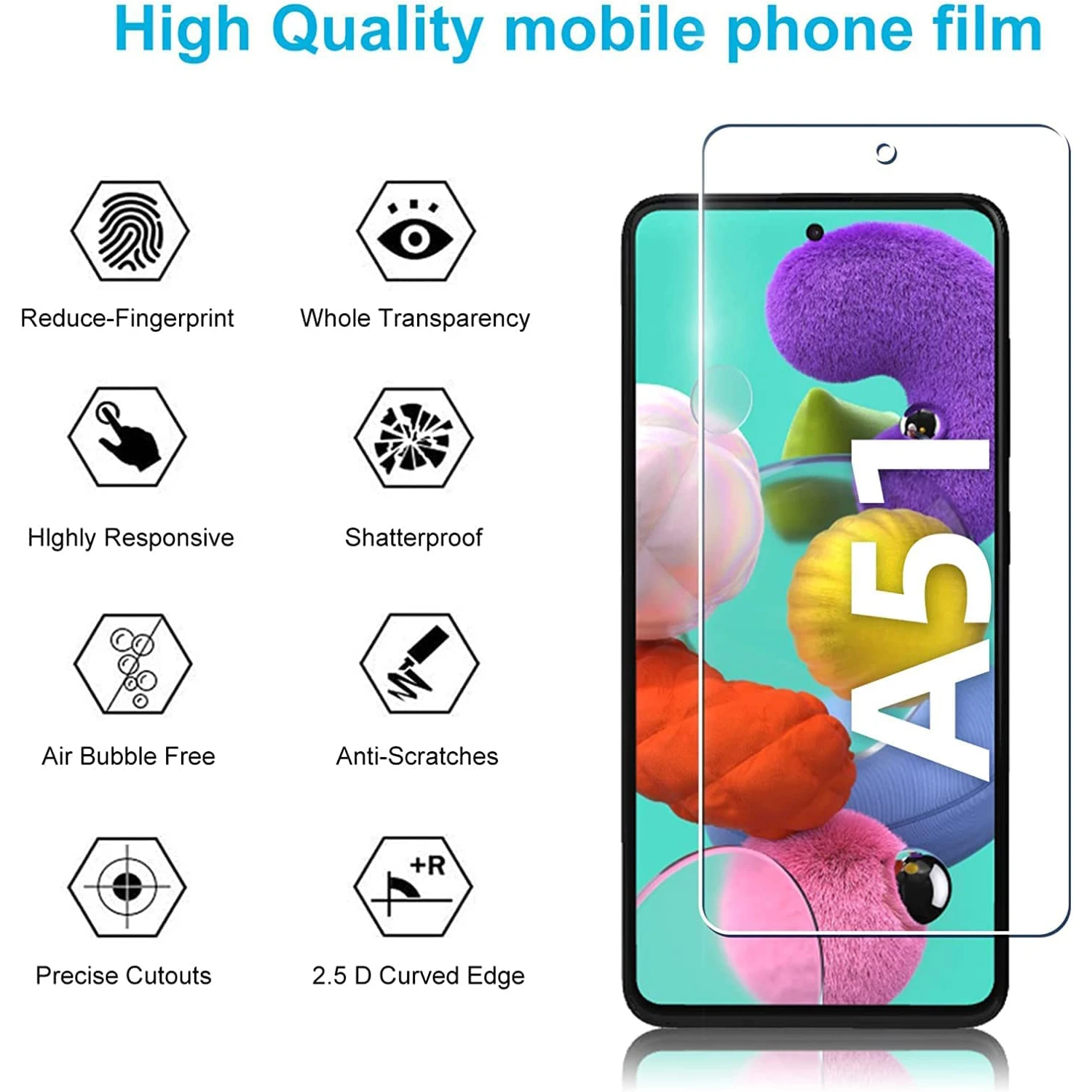 2/4Pcs Screen Protector Glass For Samsung Galaxy A51 Tempered Glass Film