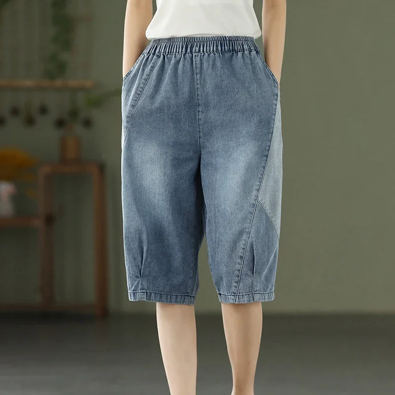 Женские винтажные шорты в стиле пэчворк летние модные однотонные Свободные