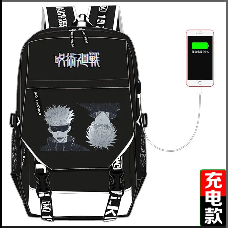 

Дорожный рюкзак с аниме juютсу Kaisen для мужчин и женщин, школьная сумка для ноутбука, ранец с USB #4