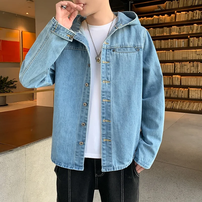 

2023 high-quality fashion trend handsome casual denim jacket coat all-match men's loose top coat