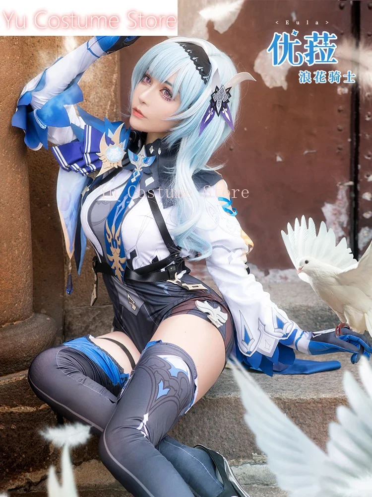 Аниме! Genshin Impact EuLa Inheritor игровой костюм прекрасное платье униформа косплей