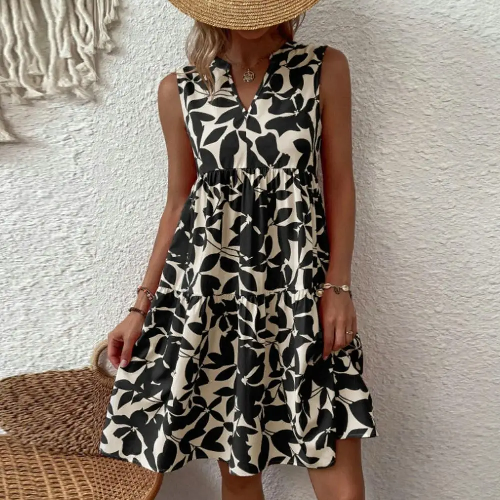 

Женское летнее платье с V-образным вырезом, без рукавов