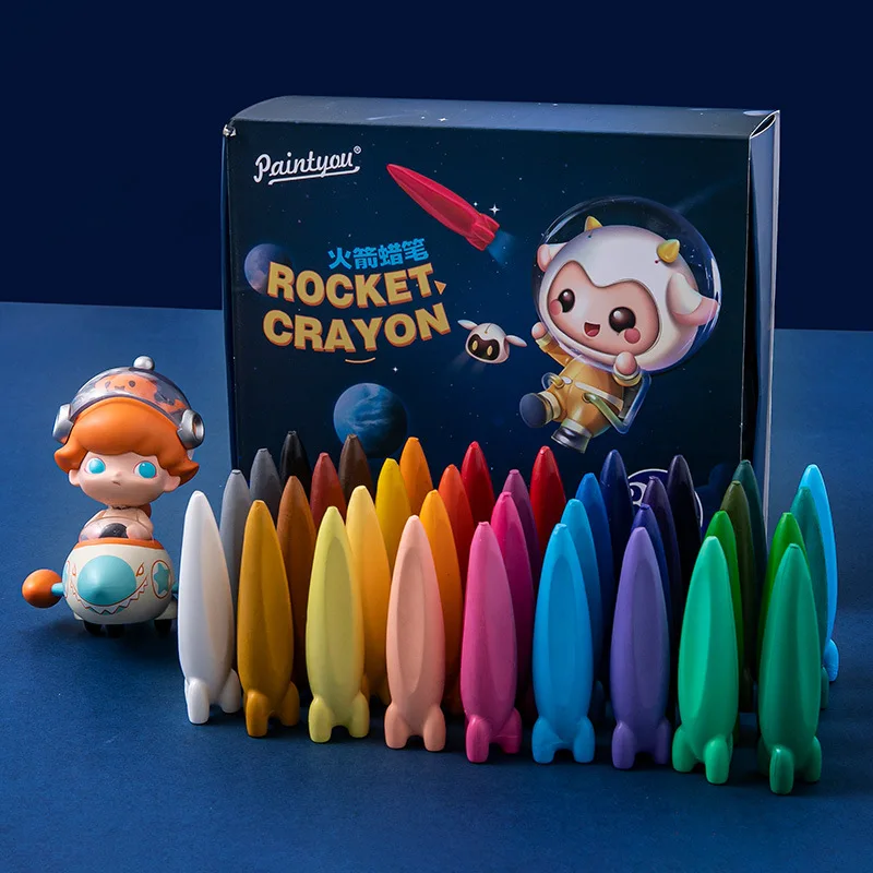 

8/12/24/36 Color Rocket Modeling Crayon Set Children's Graffiti Painting Wash Does Oil Pastel Stationary School Art Supplies