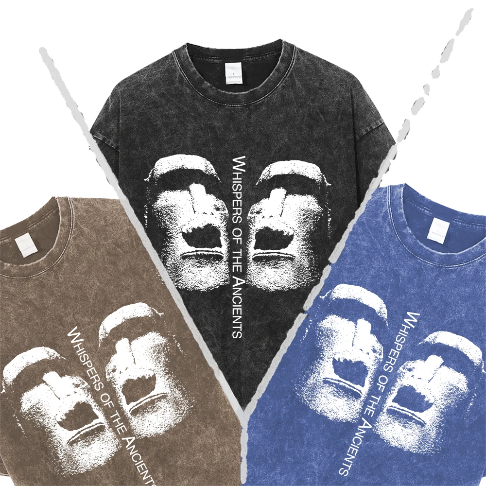 Coolmind U0046 Мужская футболка с принтом статуи Пасхи острова большой размер 100% хлопок