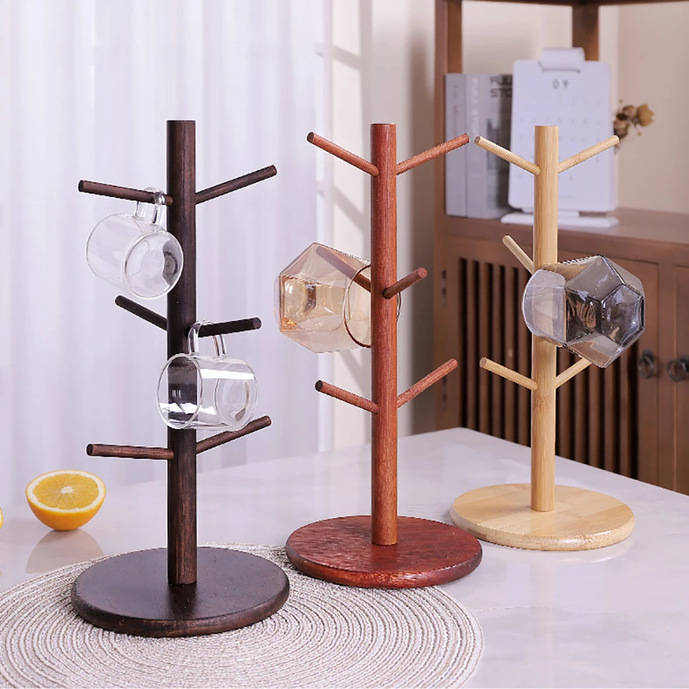 

Деревянная подставка в форме дерева для кофейных чашек, держатель для хранения, подставка для домашней кухни, дисплей детской посуды, полка ...