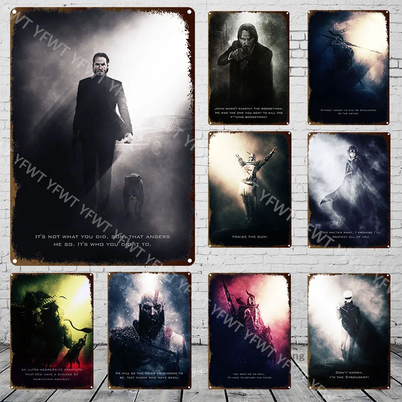 

Retro Various Dark Light Characters Fight Metal Tin Sign For For Living Room Dining Bar Decoration Poster
