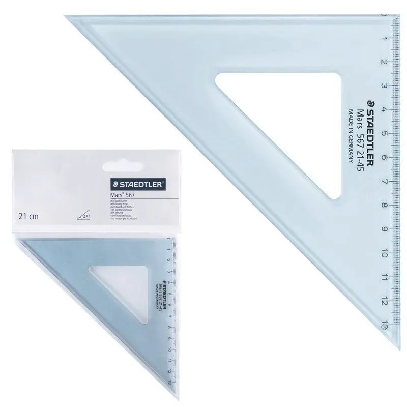 Треугольник пластиковый угол 45 12 см STAEDTLER (Германия) &quotMars&quot прозрачный 567 21-45 |