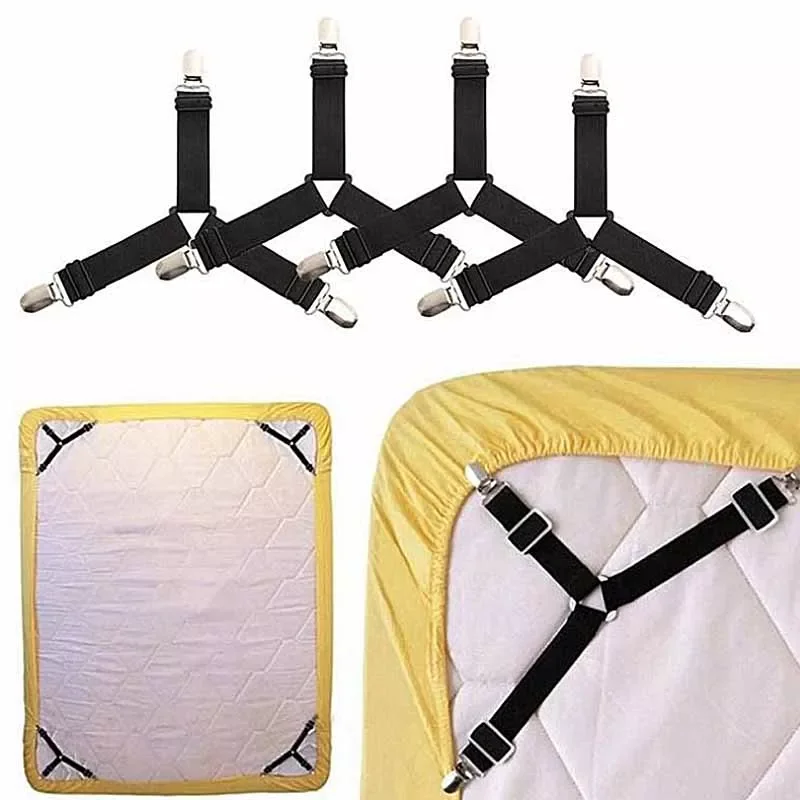 

4PCS/Set Elastic Bed Sheet Grippers Adjustable Belt Fastener Clips Mattress Cover Sheet holder Sofa Fixation Organize Gadgets