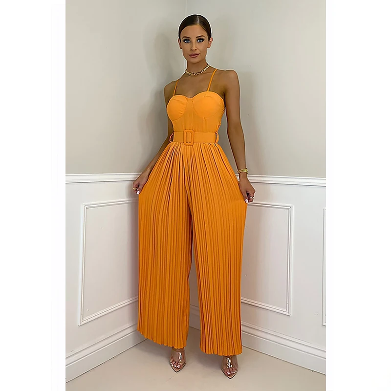 Комбинезон женский летний модная плиссированная одежда с широкими штанинами