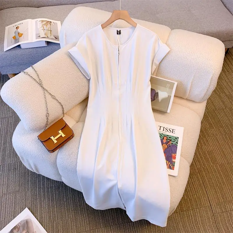 

Женское длинное платье с коротким рукавом, элегантное вечернее платье в Корейском стиле с высокой талией, весна-лето 2023