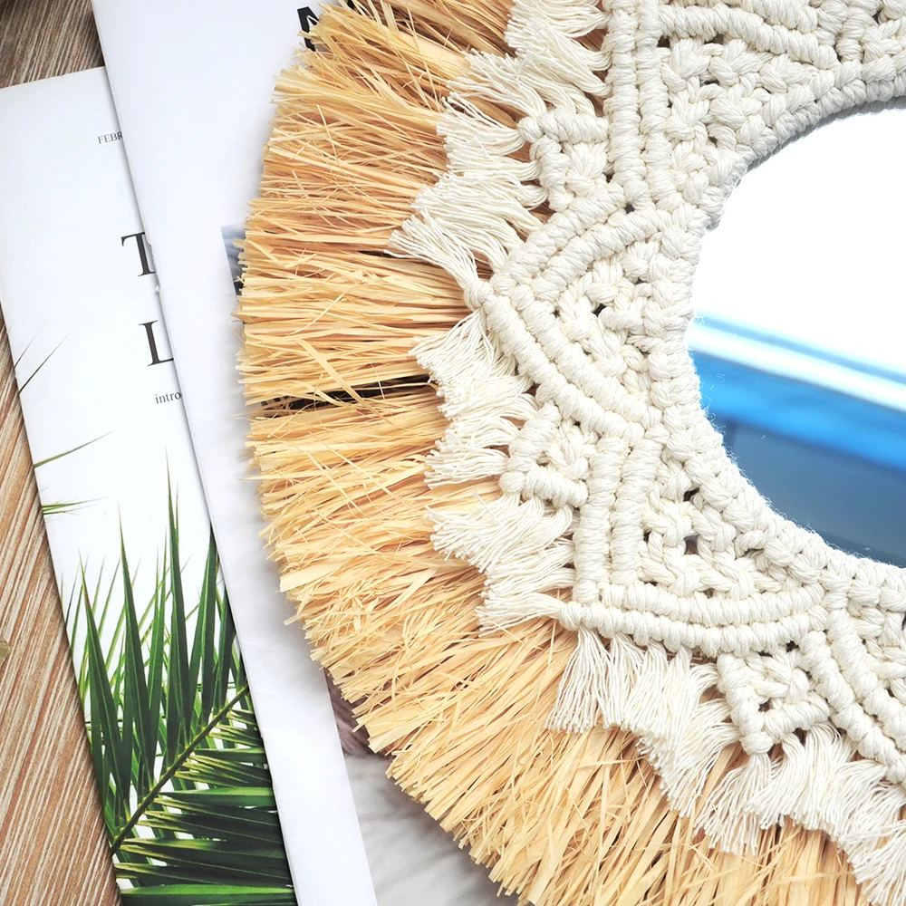 Декоративное зеркало в стиле бохо соломенная ткань романтичная Свадебная