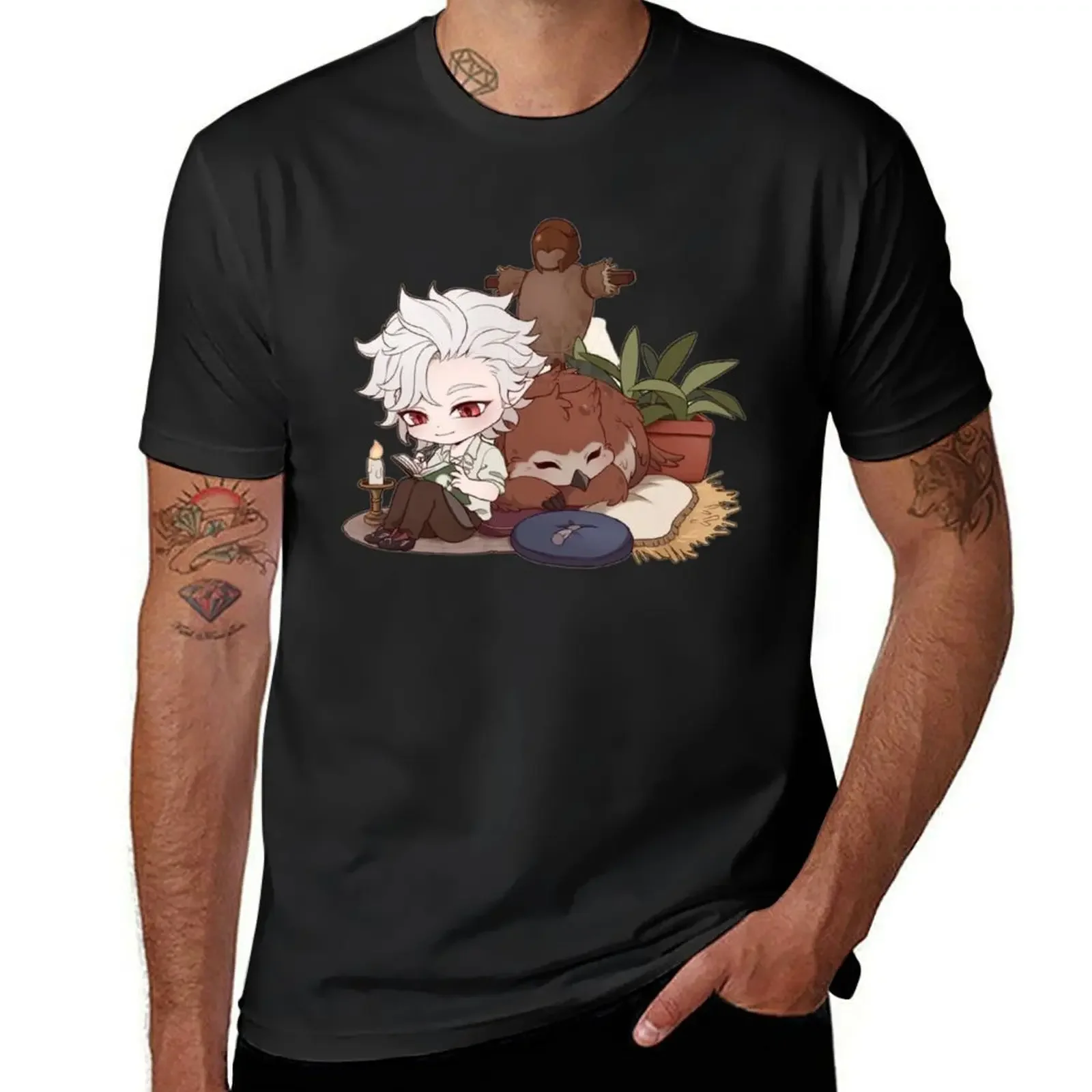 Футболка Chibi Astarion &amp Owlbear милые топы блузка мужские однотонные футболки