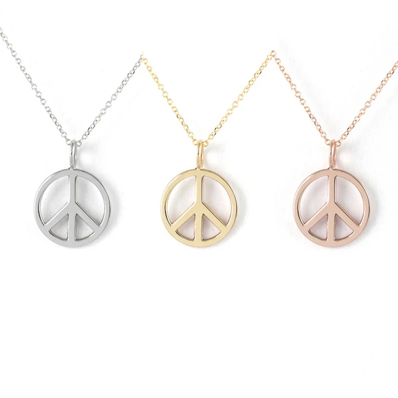 Ожерелье из нержавеющей стали для женщин подвеска с символом мира цепочка-чокер