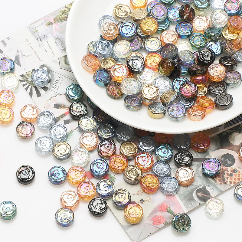 

Стеклянные круглые бусины в форме цветка, 10 мм, 30 шт.