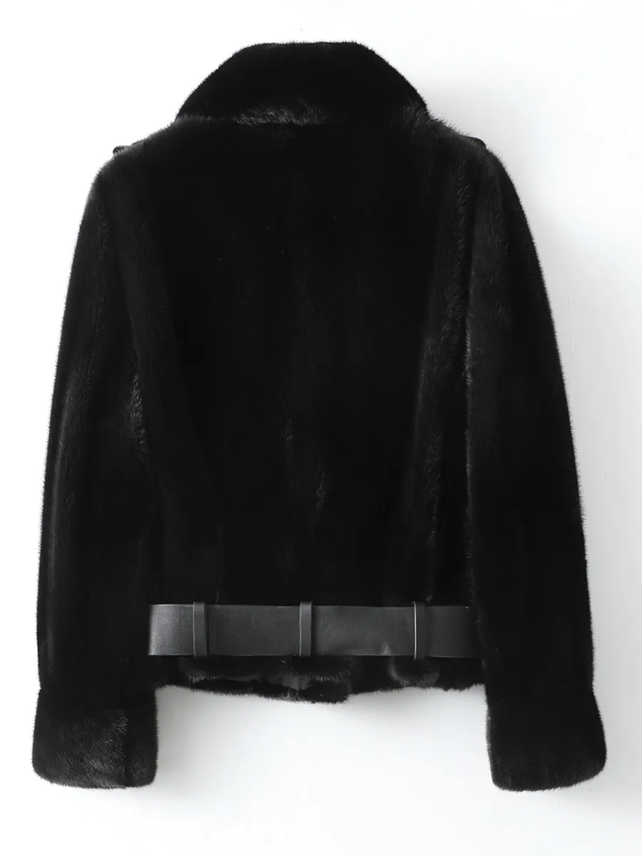 Mink Fur Coat Women's Short Belt 2022 Winter New Fashion Whole Mink Motorcycle Mink Coat