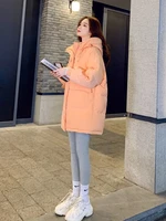winter coat women fashion to keep warm cotton padded clothes 2022 new loose orange mid length thickened cotton padded jacket