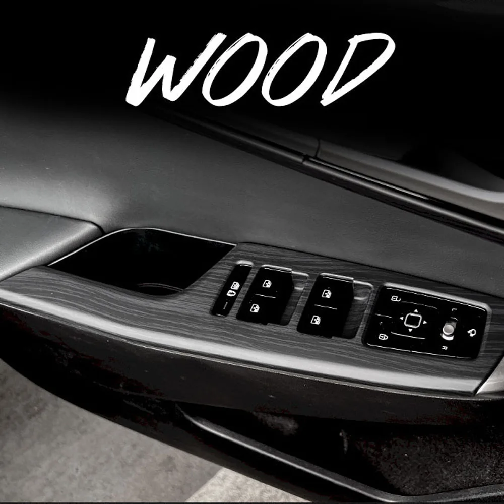 Wood Grain Windows Control Panel Trim Cover Window Lift Swtich Button Frame Stickers For Kia EV6