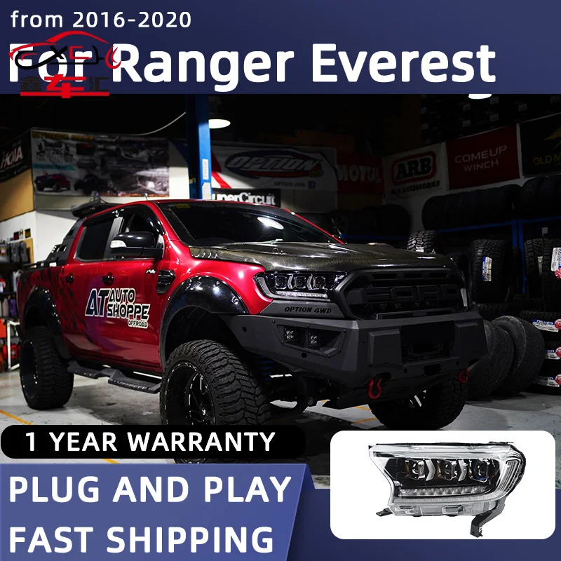 Фото Автомобильные фары для Ford Ranger Everest T6 FL T7 T8 Raptor 3: Проекционные светодиодные фары 2016-2019 с ДХО и сигнальным проектором №4