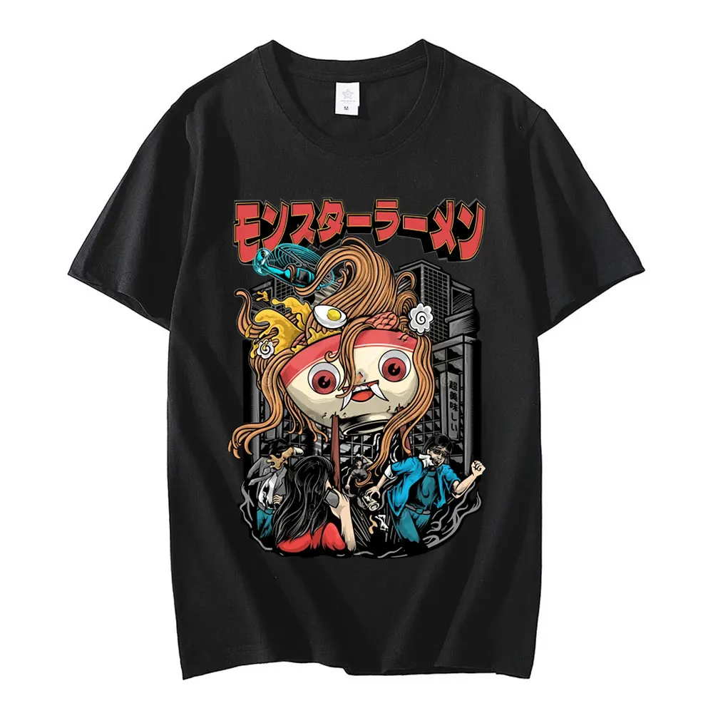 

90s Japan Anime Monster Ramen Graphic T Shirts Vintage Manga Men Harajuku Fashion O-Neck T-shirt Summer Streetwear Casual Tees