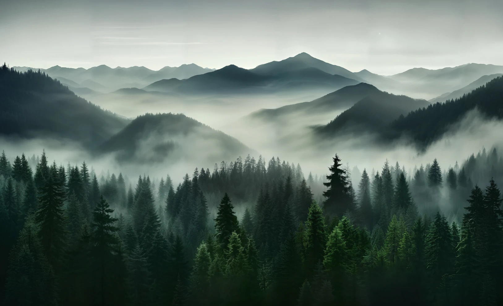 

beibehang Шелковые обои Mist Forest Mountain Blue Landscape