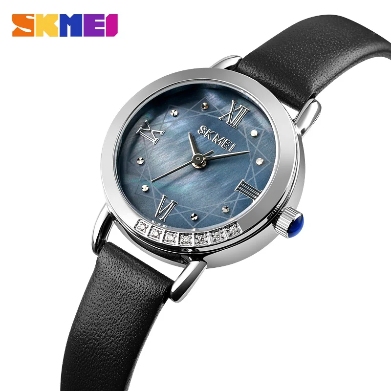 

Ladies Dress Wristwatch Fashion Quartz Watches Top Brand SKMEI Women's Clock Leather Strap Simple Design Watch For Girls