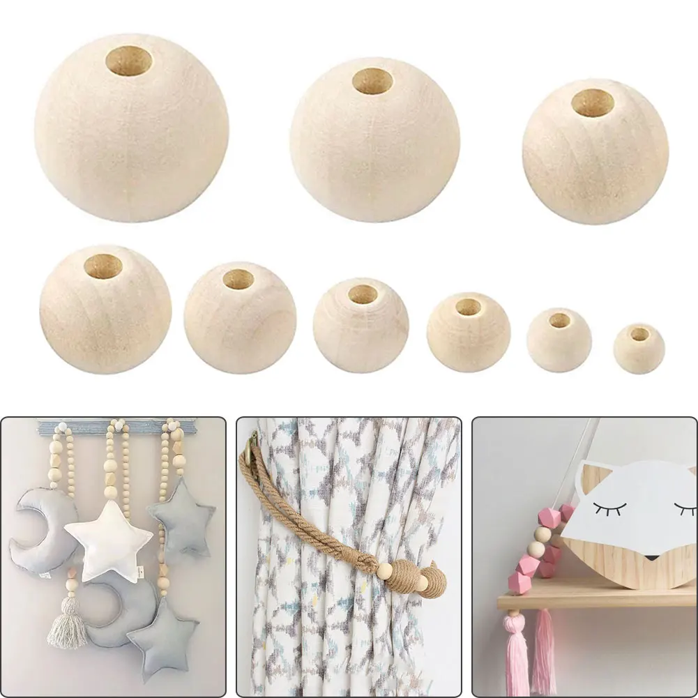 

6-25mm Handmade Making Natural DIY Jewelry Wooden Eco-Friendly Loose Lead-free Craft Balls Beads Diy Children Teething Bracelet