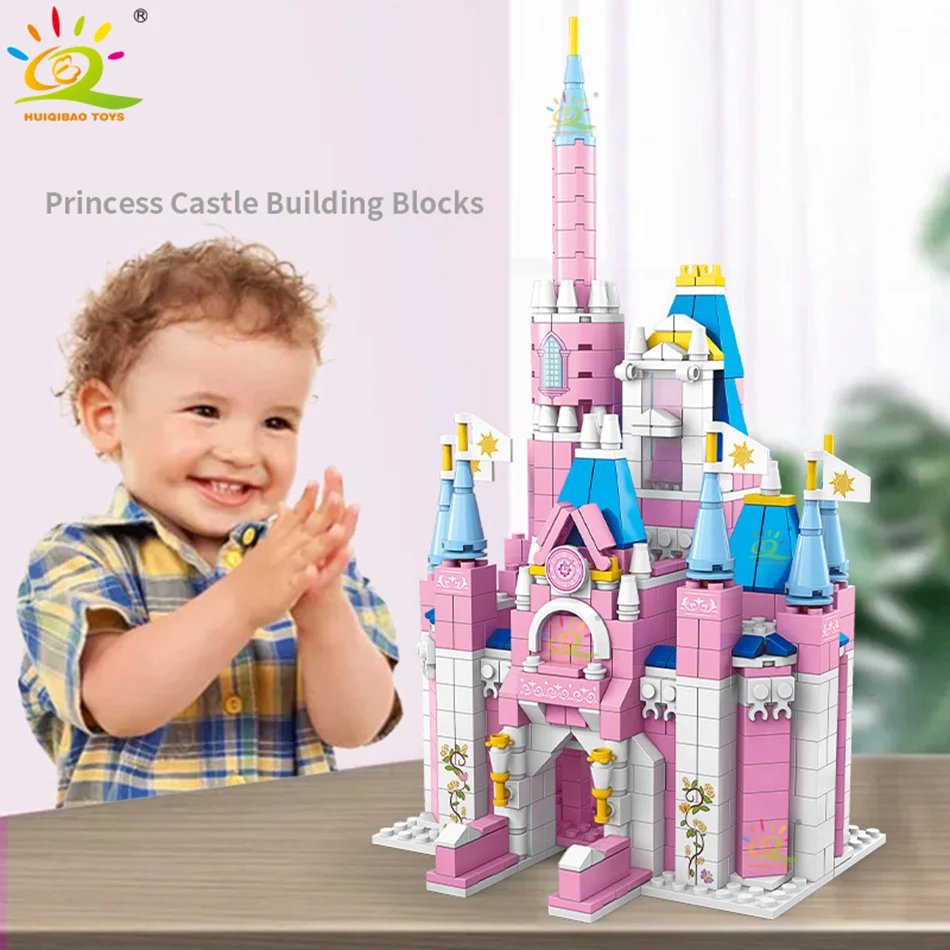 

HUIQIBAO 1000+Pcs Girls 6IN1 Dream Princess Castle Building Block City Friends DIY Figures Bricks Toys For Children Birthday