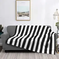 Black White Stripe Bedspread Blanket Fleece Spring Autumn Multifunction Lightweight Thin Throw Blankets for Sofa Car Rug Piece