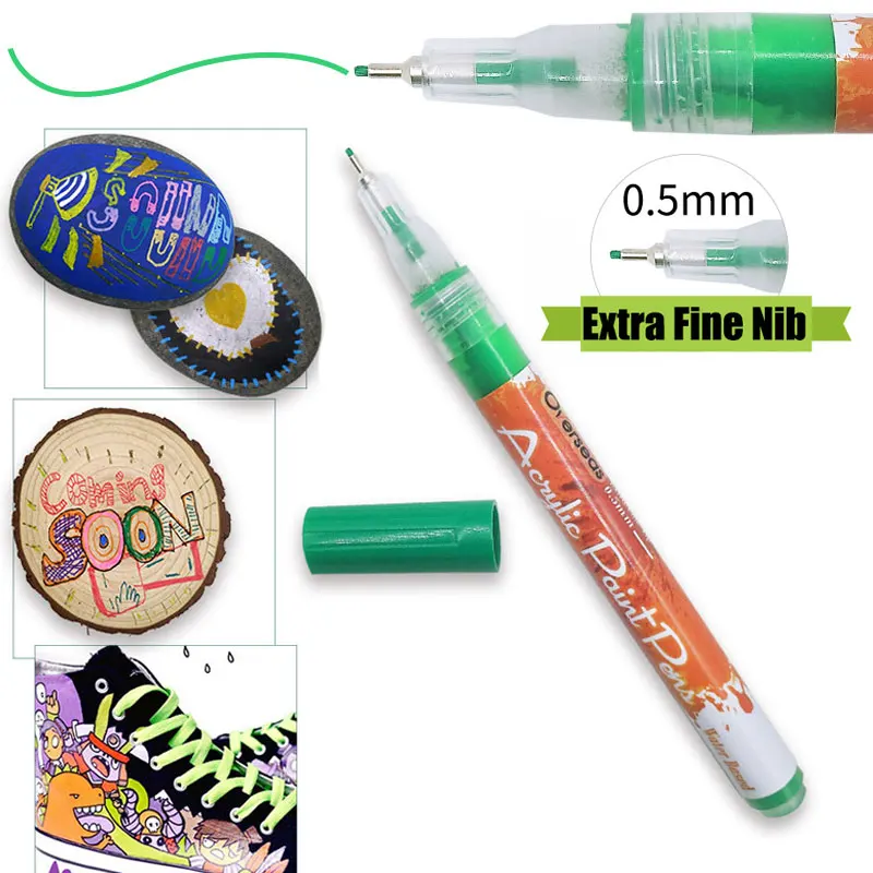 0.5mm Fine Line Needle Tip Acrylic Paint Art Marker Card Ceramic Stone Glass Fabric Clothes Drawing DIY Graffiti Fineliner Pen - купить по