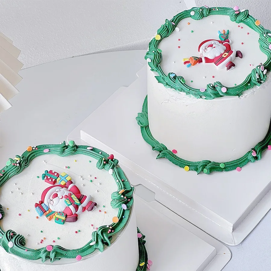 Рождественское Украшение Для Торта Санта-Клаус Лось Дерево Парафин Воск Топпинг