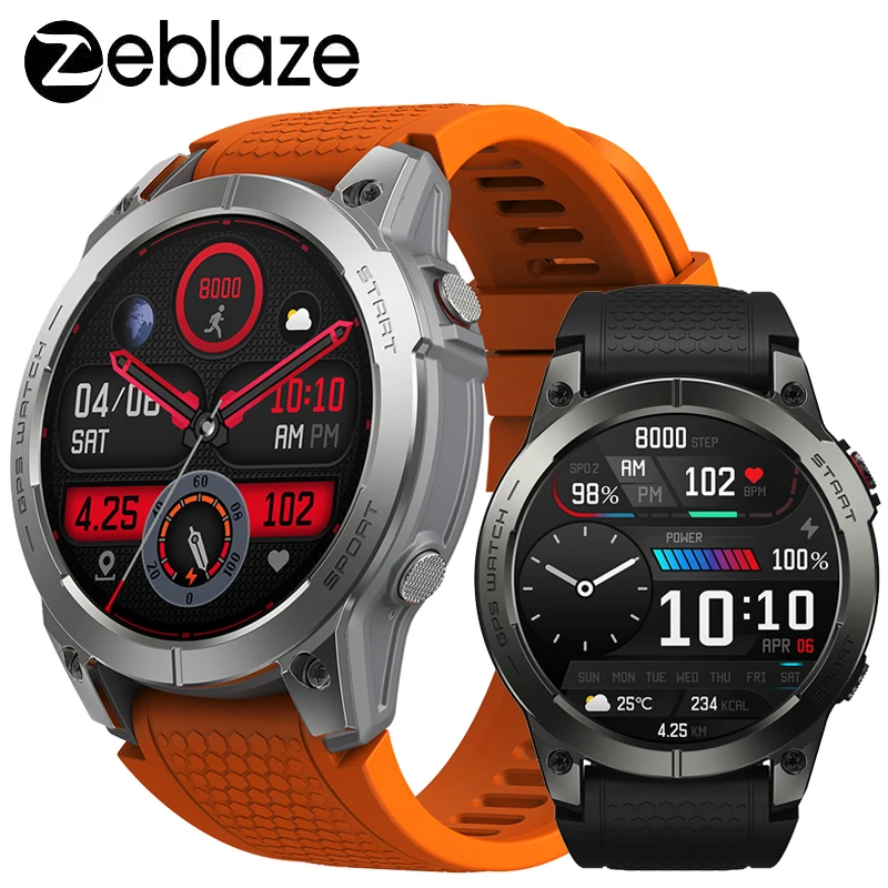 Zeblaze Stratos 3 GPS Smart Watch Hifi Bluetooth Phone Calls Built-in GPS 1.43" AMOLED Always On Display 100+ Workout Modes