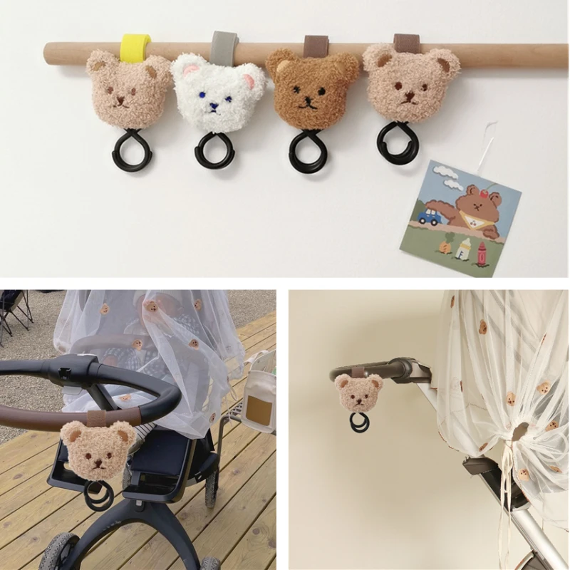 

2Pc Stroller Hook Baby Car Seat Accessories Cartoon Bear Baby Bag Hooks 360 Degree Cart Organizer Pram Hook Stroller Accessories