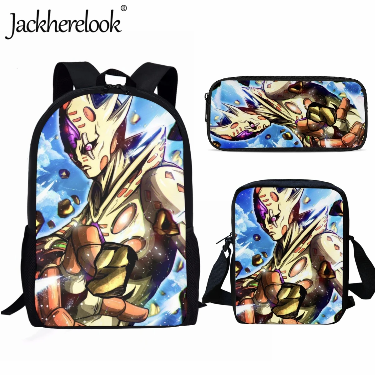 Jackherelook Anime Jojo no Kimyō na Bōken Kids Fashion School Bags Set Casual Practical School Backpacks Kids Boys Travel Bag