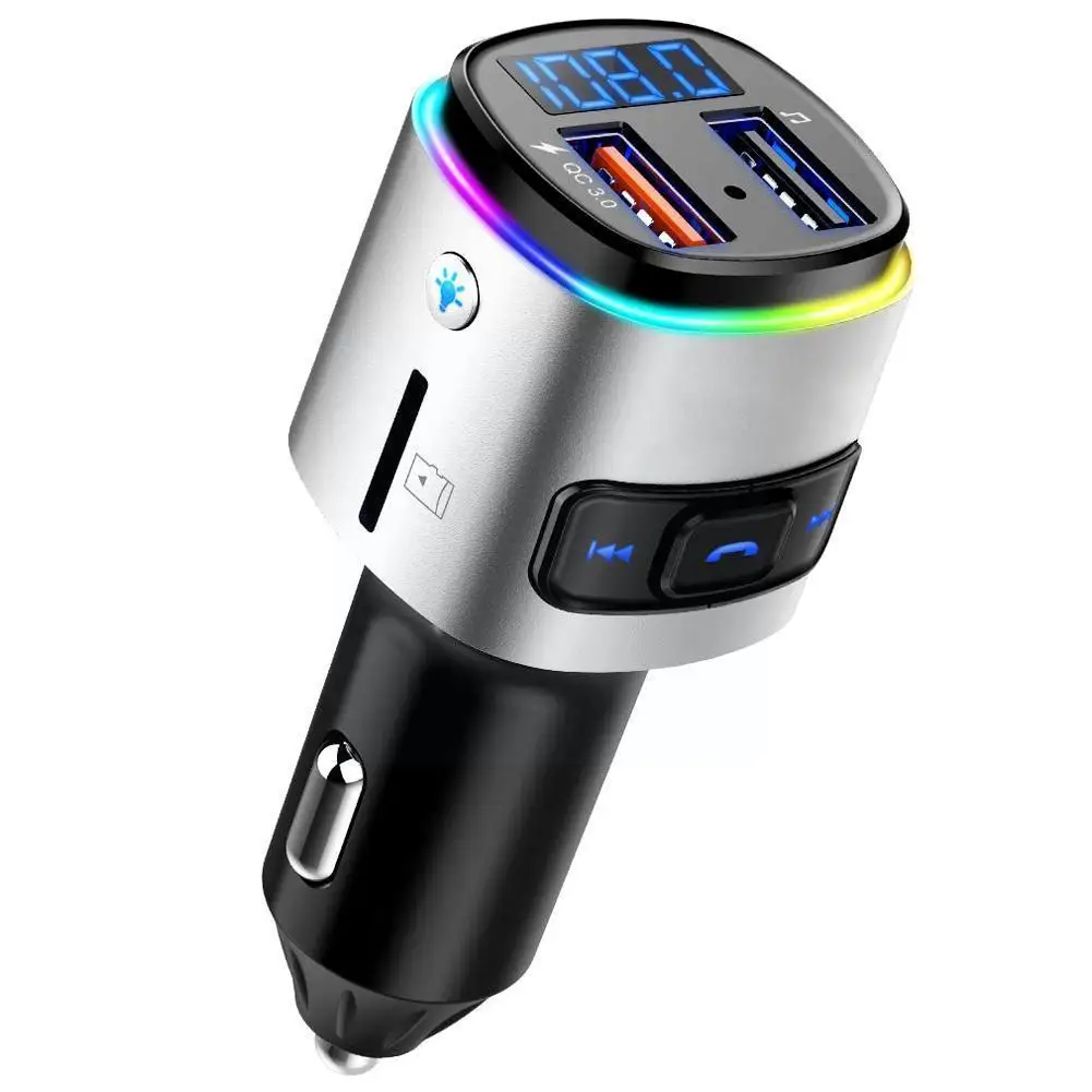 

Car Mp3 Bluetooth Fm Transmitter Light Car Charger Mp3 U Charging Light Card Atmosphere Fast Supports Colorful Tf Player Di Y7e3