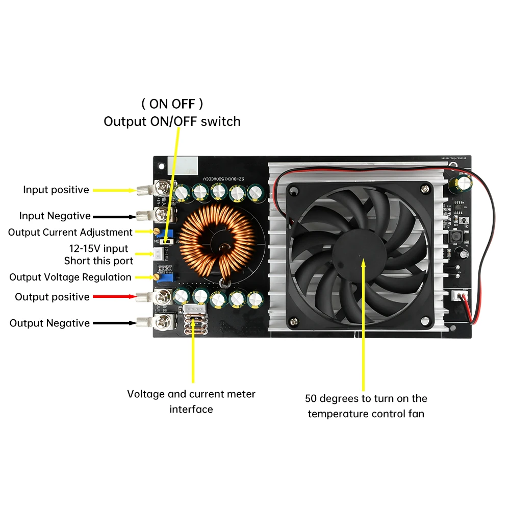 Фото DC 15V-90V to DC 2,5 V-72V 50A Регулируемый понижающий преобразователь постоянного напряжения Постоянный ток понижающий модуль питания 1500W №5