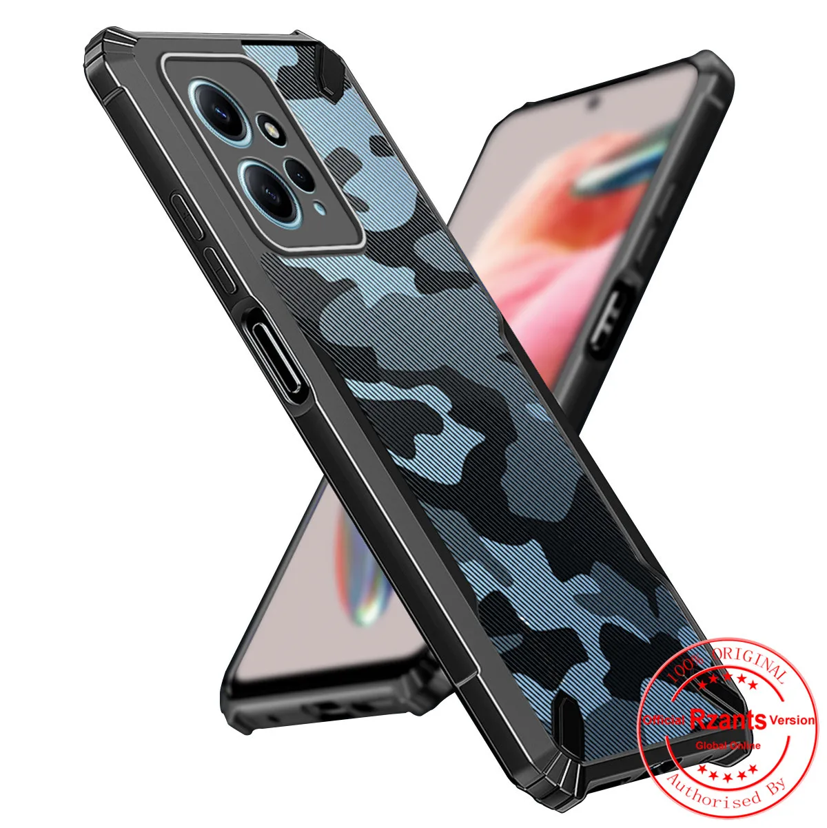 

Rzants For Xiaomi Redmi Note 12 4G Back Case Camouflage Bull Conor Design Slim Cover Half Clear Casing Camera Shell