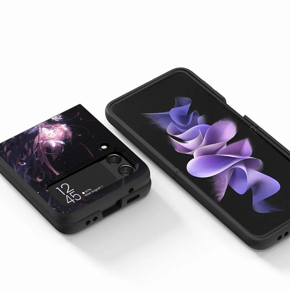 Фото Wuthering волны TaoQi чехол для Samsung Galaxy Z Flip 4 3 5G жесткий черный чехол для телефона Capa Flip4 Flip3 PC Cover Zflip3 Zflip4 Shell №5