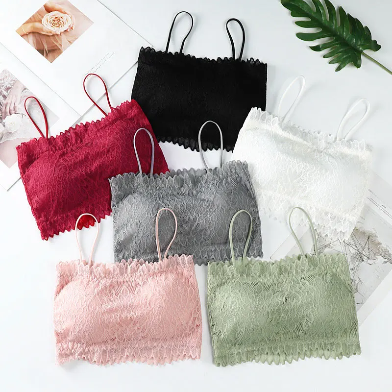 

2022 New Women Bras Pad Wireless Lace Bra Top Sexy Push Up Bralette Plus Size Fitness Underwear Flower Pattern Lingerie Full Cup