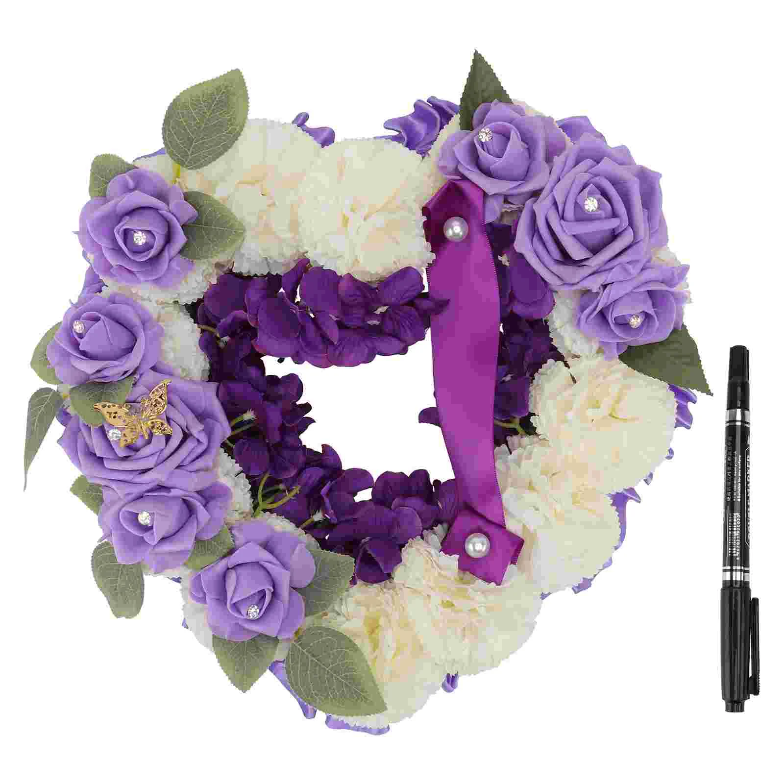 

Memorial Garland Artificial Wreath Mourning Commemoration Flowers Funeral Fake Peony Sacrificial Headdress to the cemetery