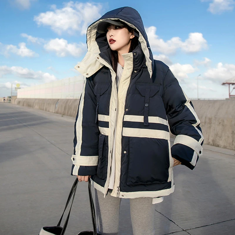 

Fashion Women Winter Jacket Coat White Duck Down Parka Thicken Hoody Warm Stand-up Collar Windproof Casual Jacket