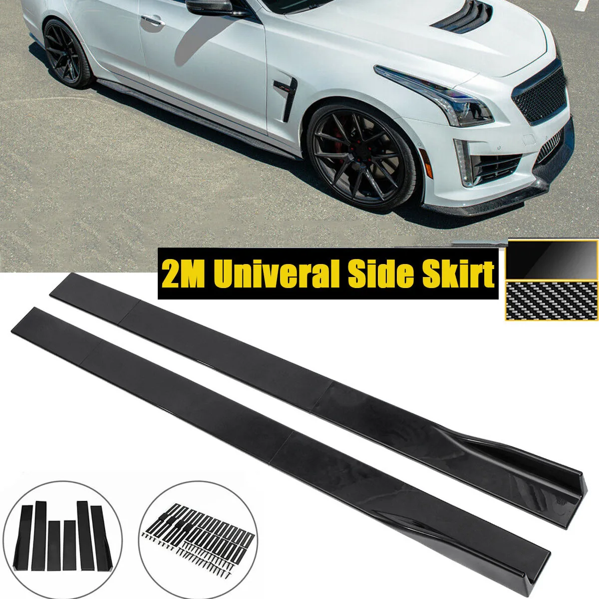 2M Side Skirt Extension Kit Universal For Cadillac XTS ATS-V CTS-V 2000-2022 Apron Splitters Lip Winglet Car Accessories