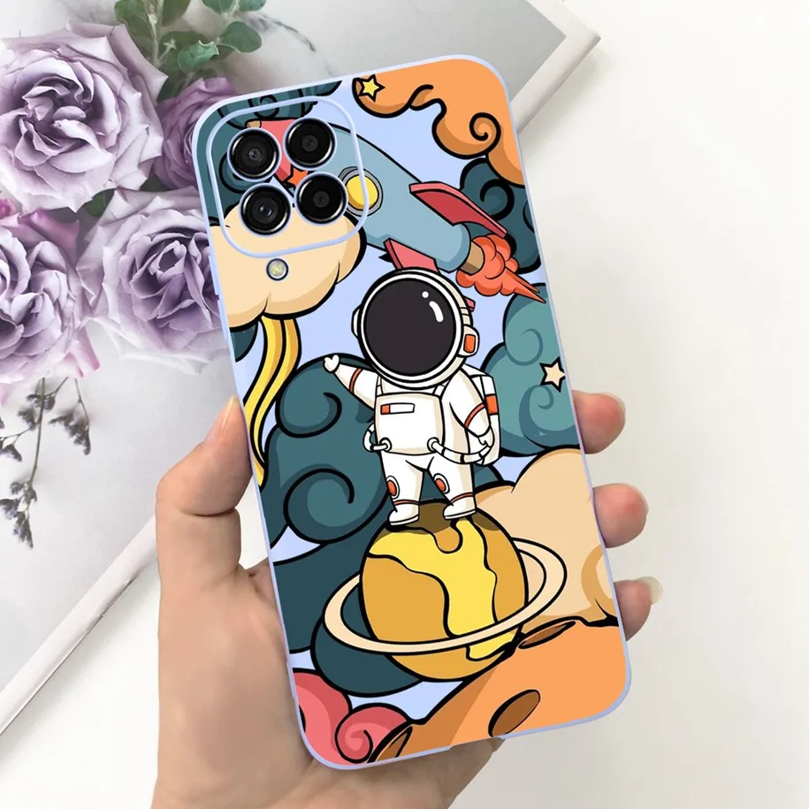 Чехол для Samsung Galaxy M33 M53 задняя крышка с милым астронавтом и цветком мягкий
