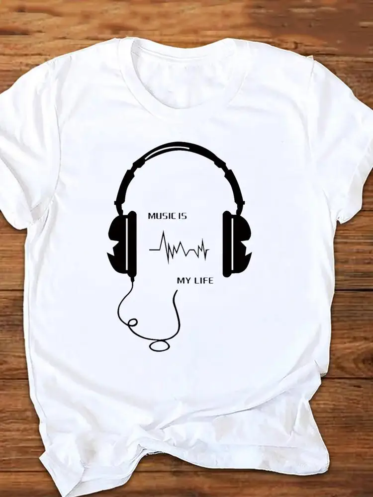 

Tees Tops Female Summer Women Fashion Cartoon Tshirts Short Sleeve Music Love Trend 90s O-neck Graphic Ladies Clothes T-Shirt