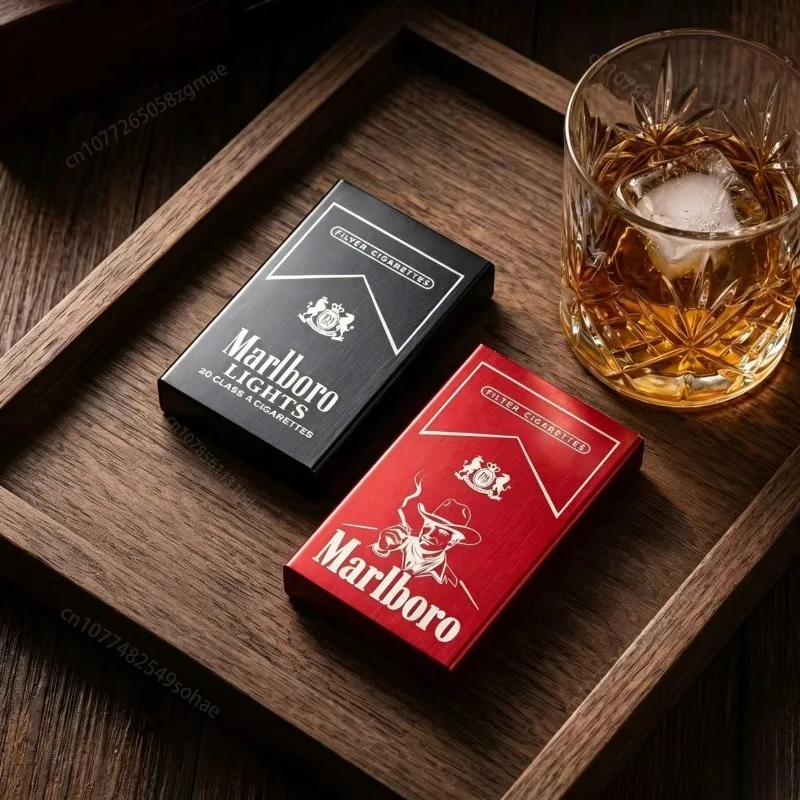 Фото Металлическая коробка для сигарет Marlboro, портативный влагонепроницаемый и ударопрочный футляр для сигарет, мужской аксессуар для сигарет, подарок №1