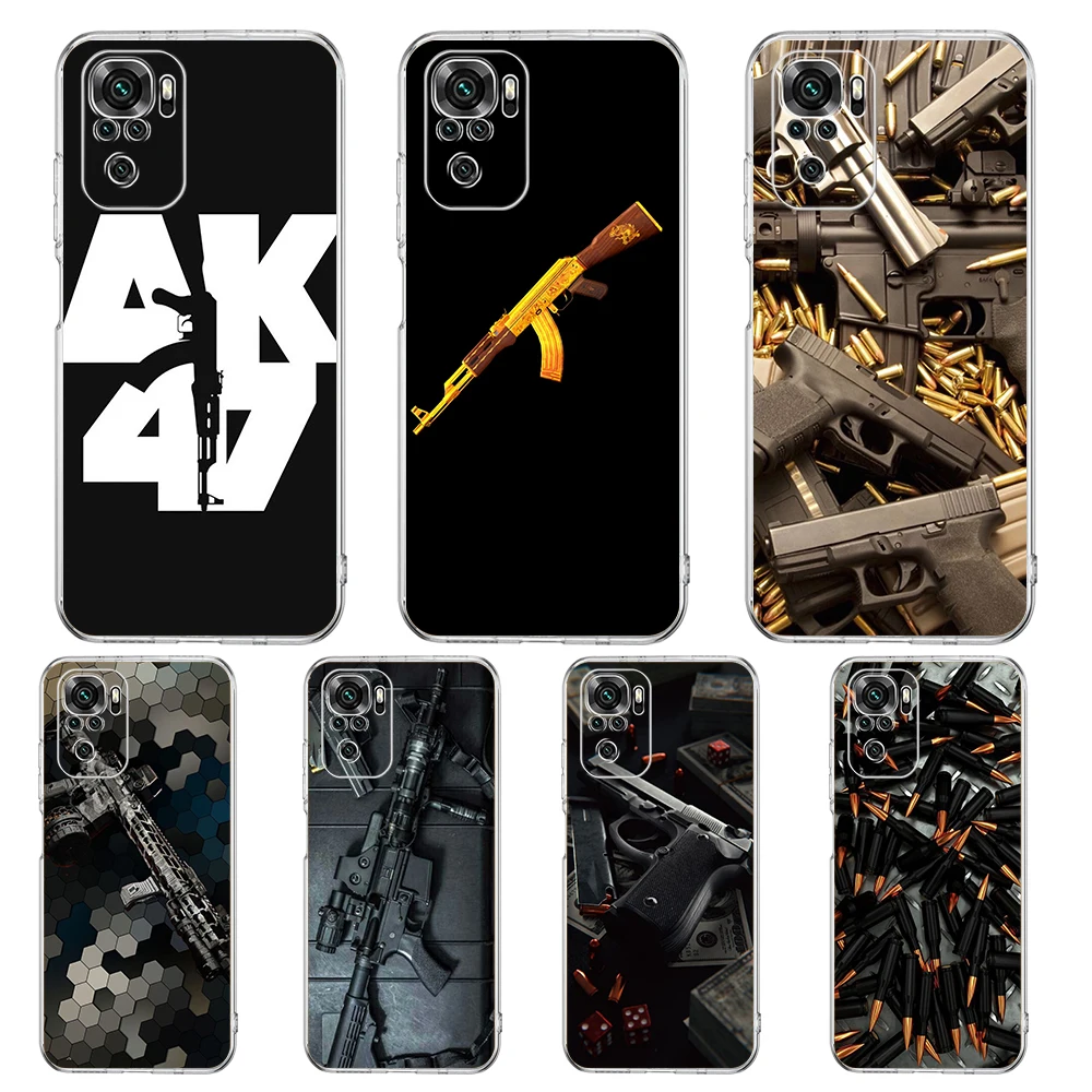 Пули для пистолета AK47 прозрачные фотообои Redmi 10c K40 8A 9A 9C 7 8 8T 9 9S 10 Pro Gaming Note 11 11T Plus