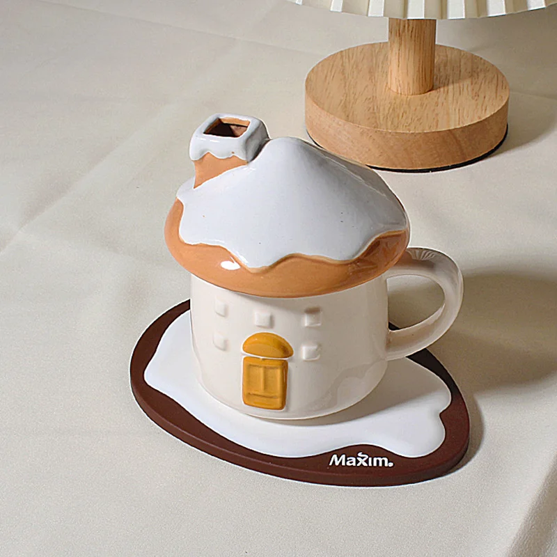 

Snow House Ceramic Mug 170ml With Lid Coffee Mugs Funny Cute Mugs And Cups With Coaster Cartoon Mug Novelty Gifts Cup Coffee